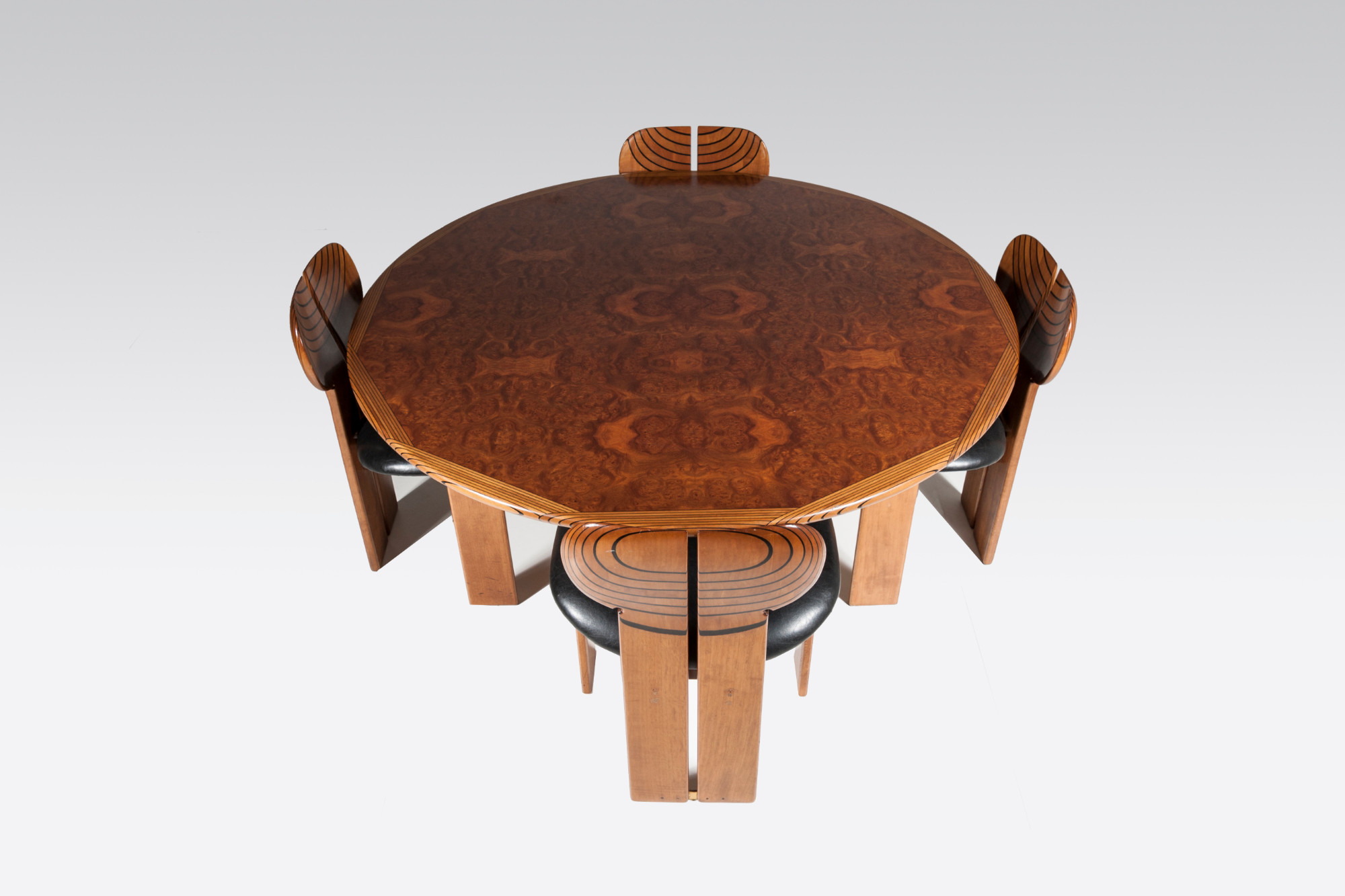 4 chairs and Circular Dining table Model 