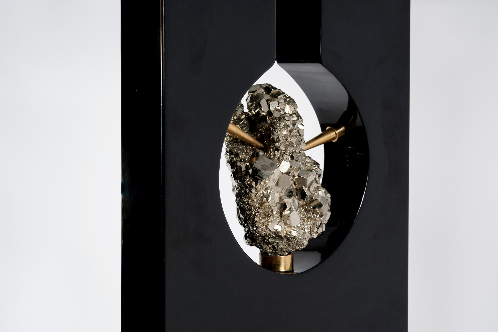 Pair Of table Lamps black Resin and Pyrite By Stan Usel