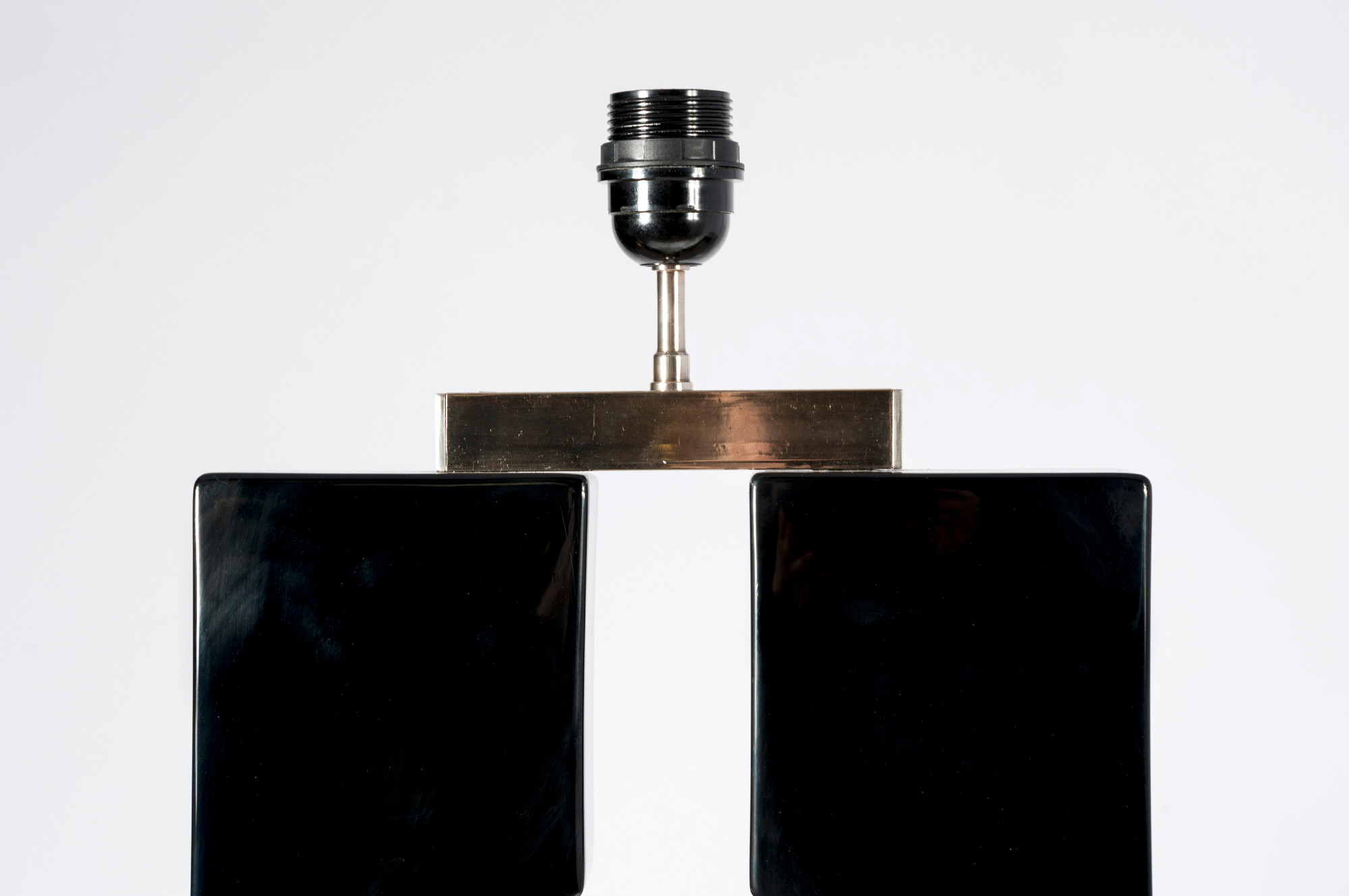 Pair Of table Lamps black Resin and Pyrite By Stan Usel