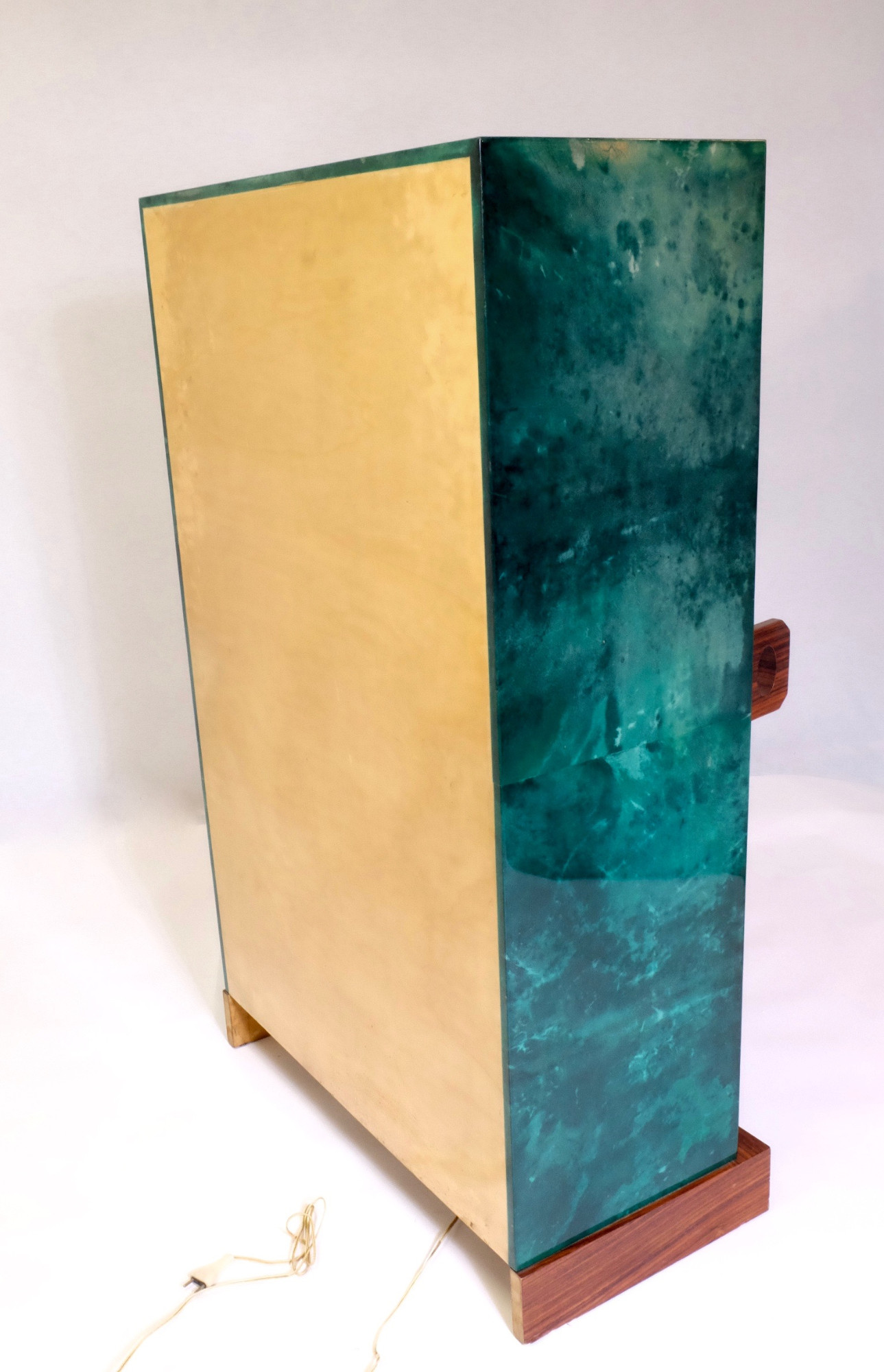 Aldo Tura Cabinet Bar In Green Goatskins