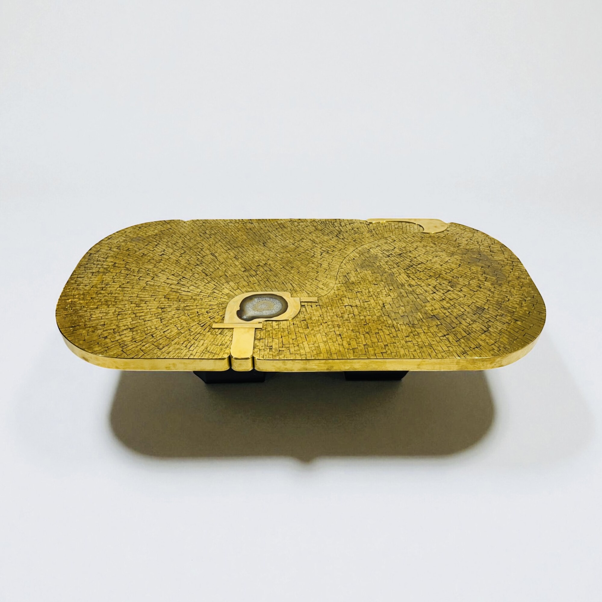 Coffee Table brass mosaic By Jean Claude Dresse