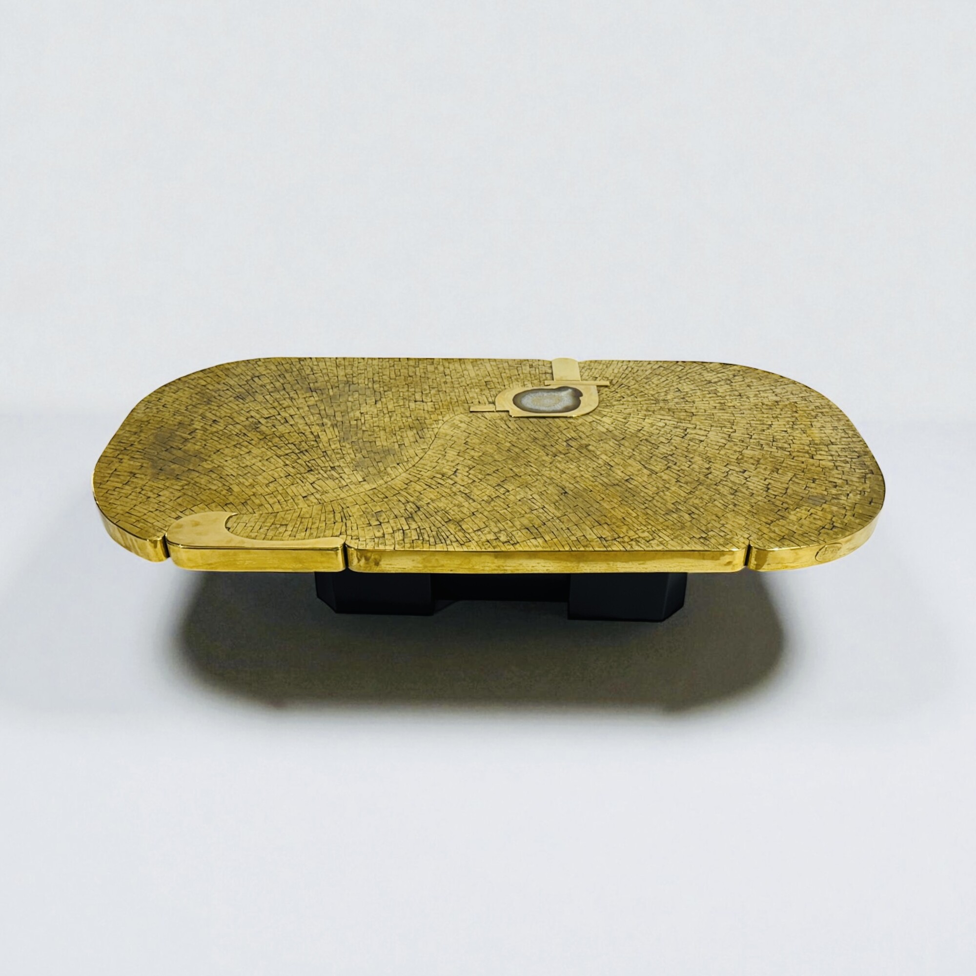 Coffee Table brass mosaic By Jean Claude Dresse