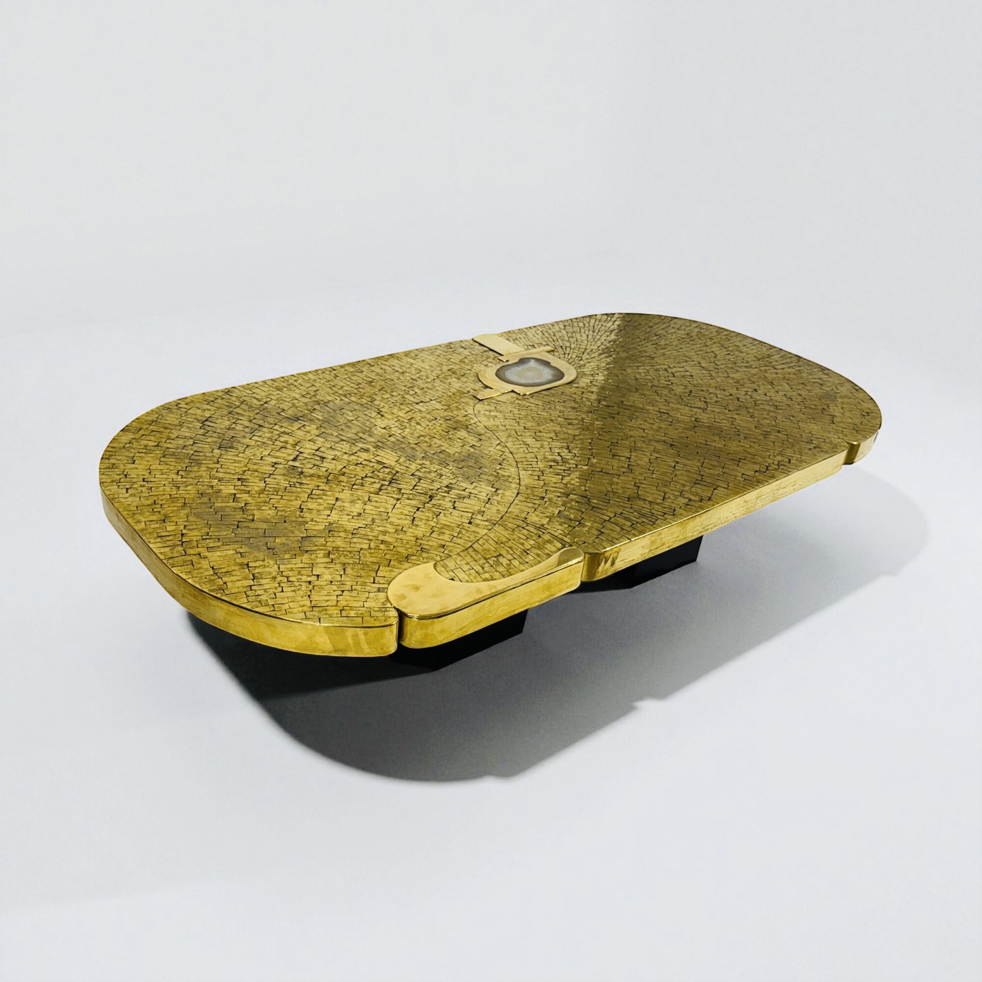 Coffee Table brass mosaic By Jean Claude Dresse