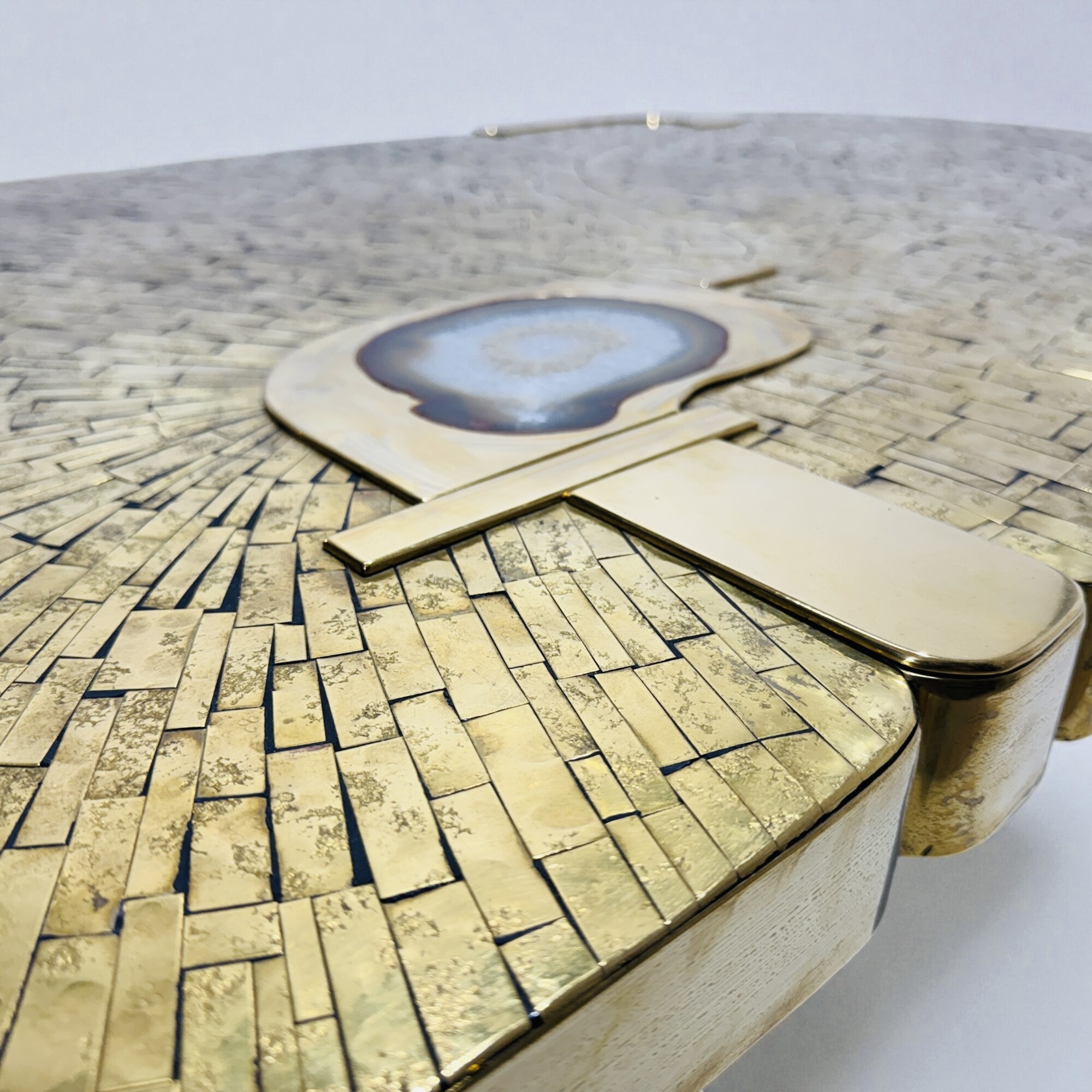 Coffee Table brass mosaic By Jean Claude Dresse