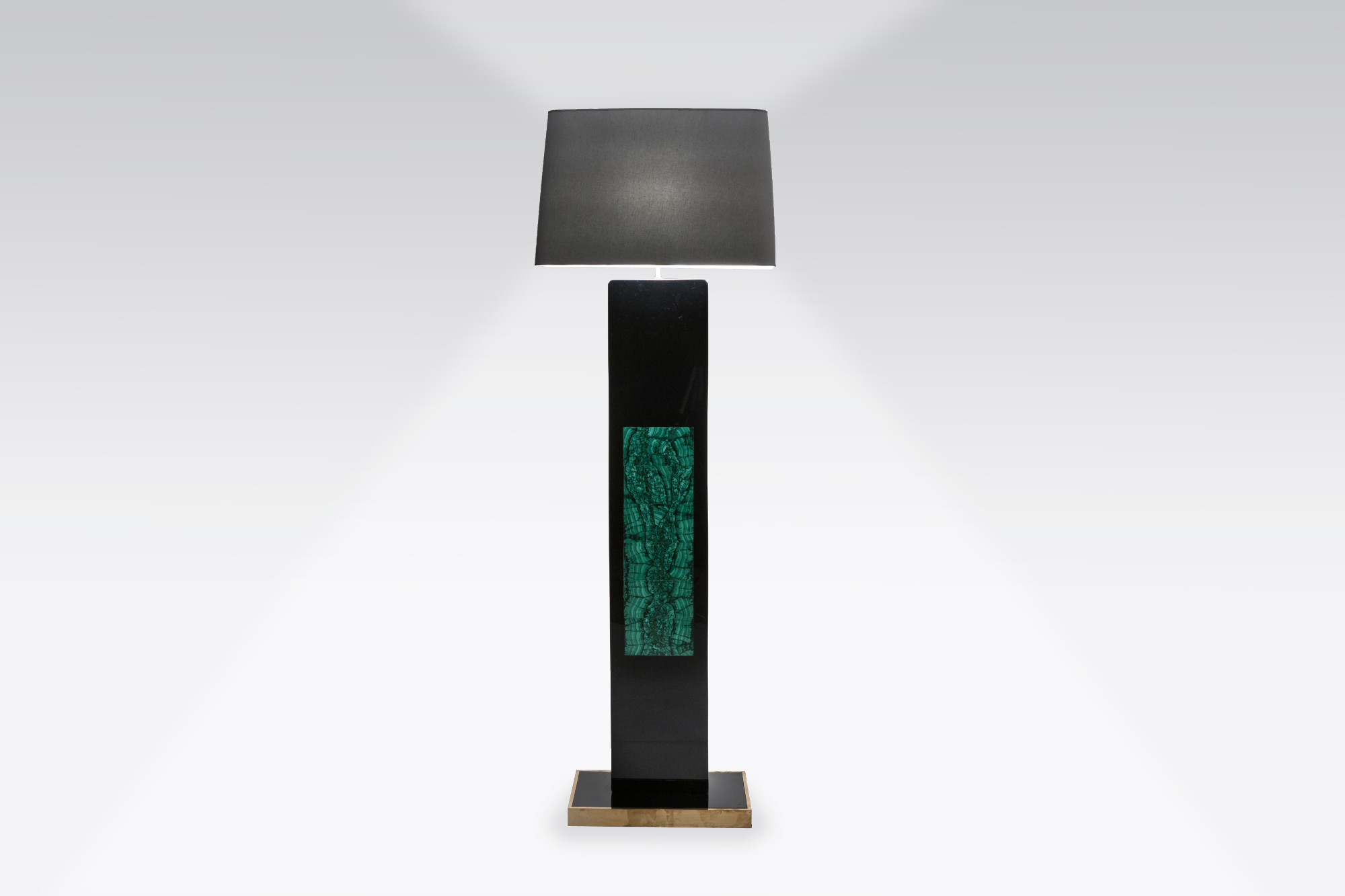 Floorlamp in black resin and malachite by Stan Usel