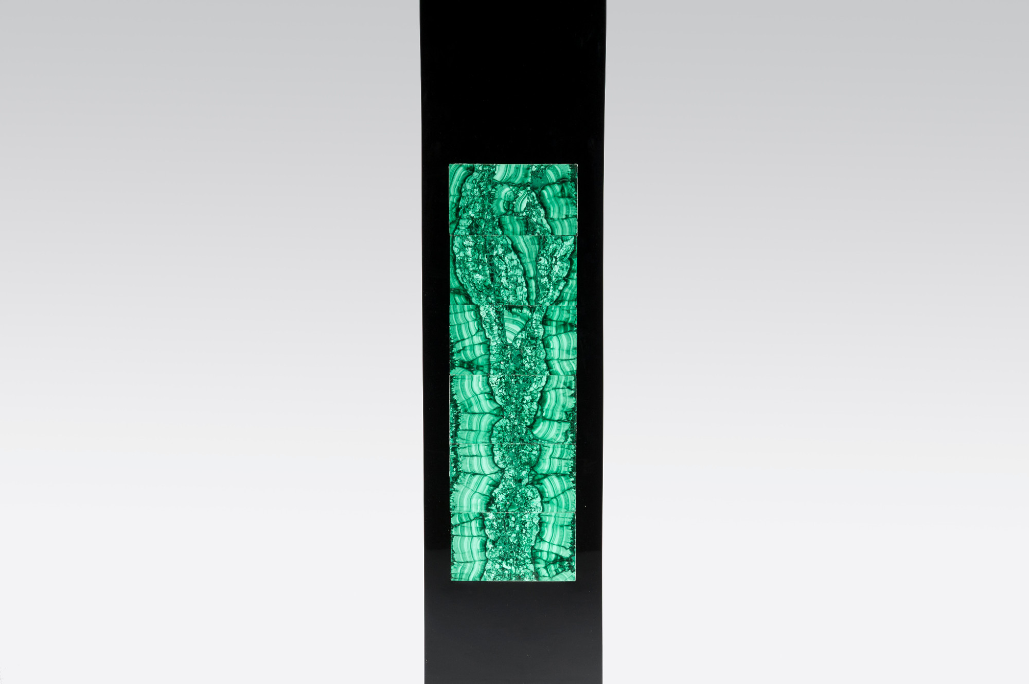 Floorlamp in black resin and malachite by Stan Usel