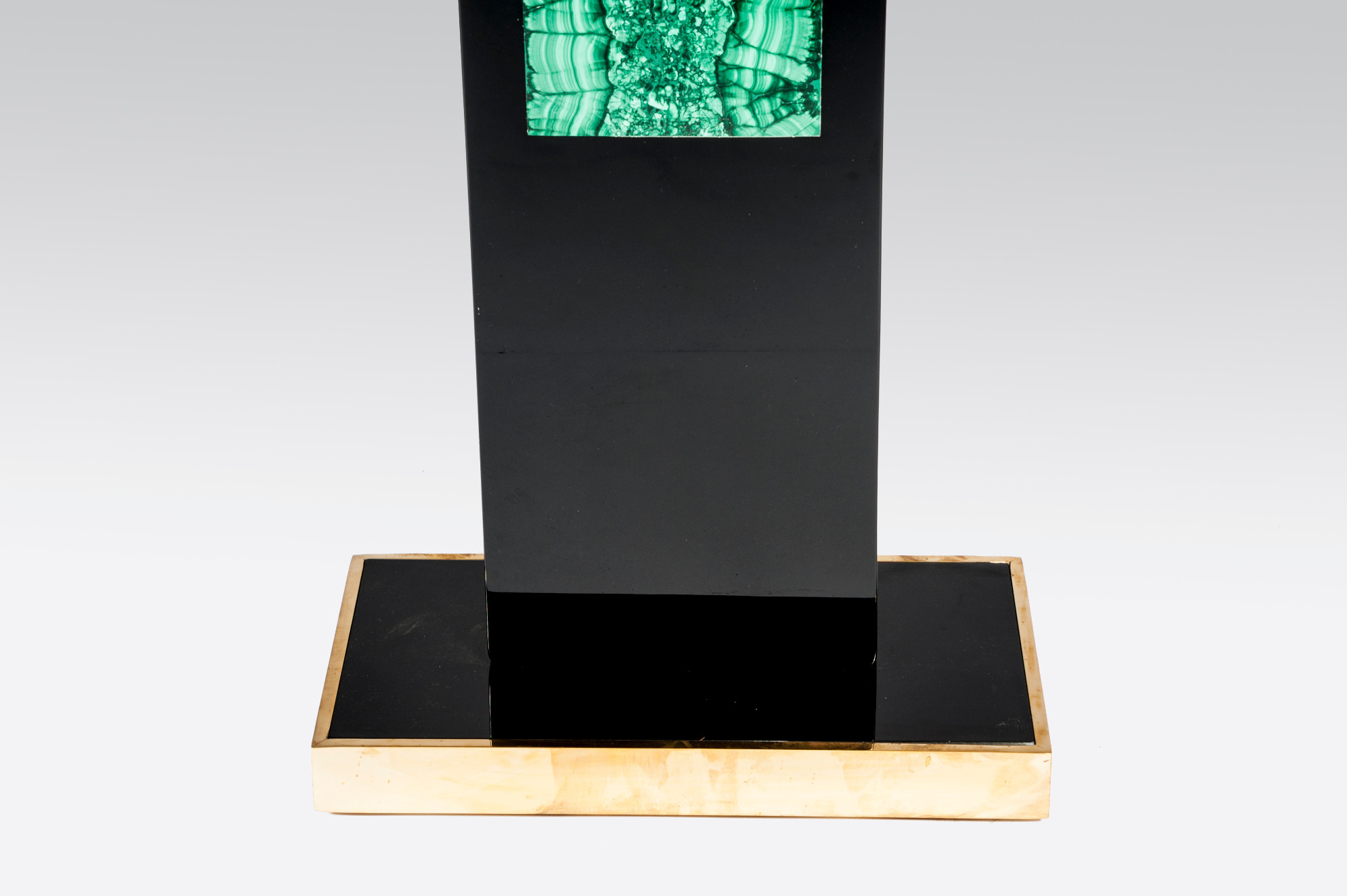 Floorlamp in black resin and malachite by Stan Usel