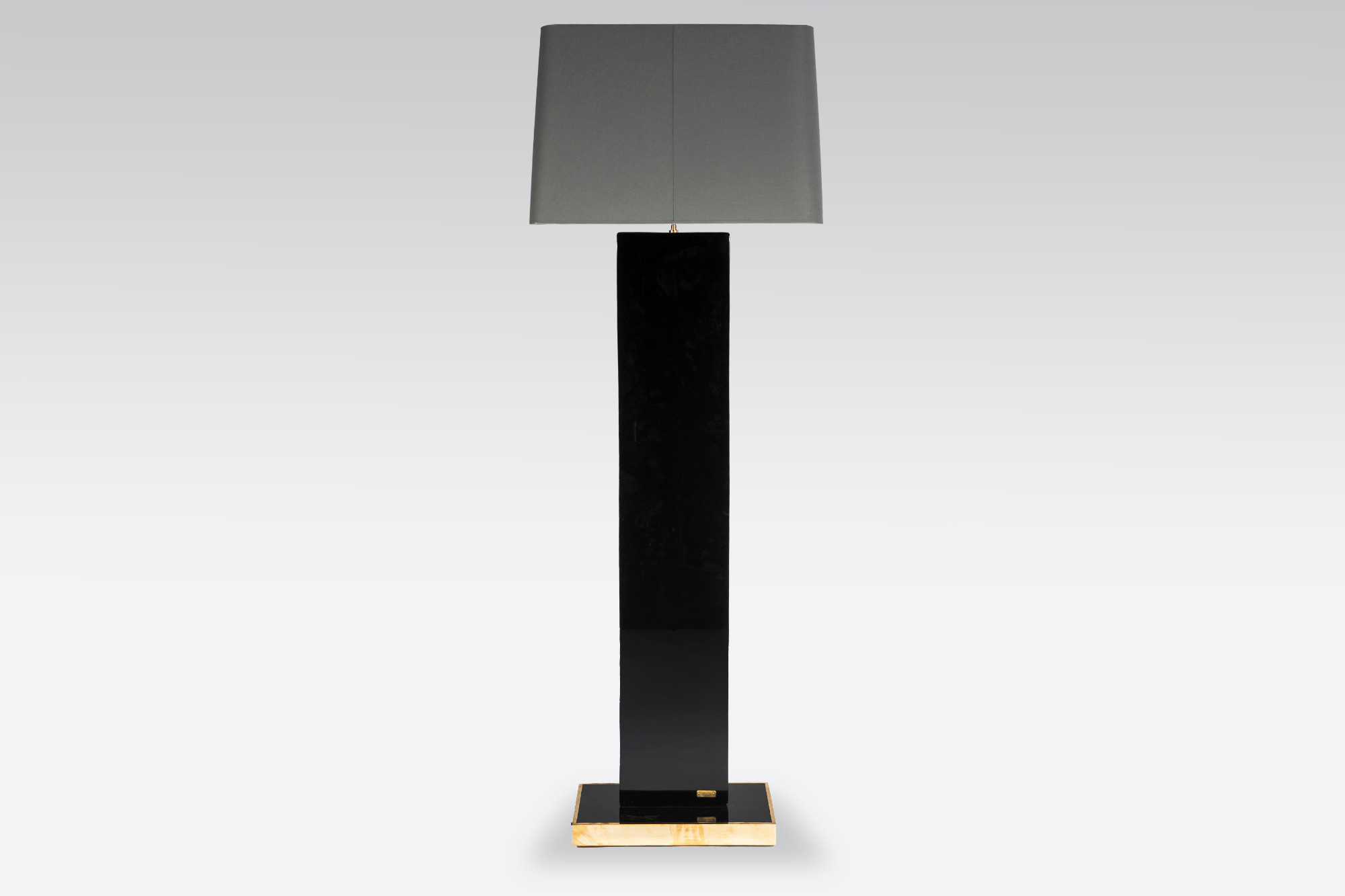 Floorlamp in black resin and malachite by Stan Usel