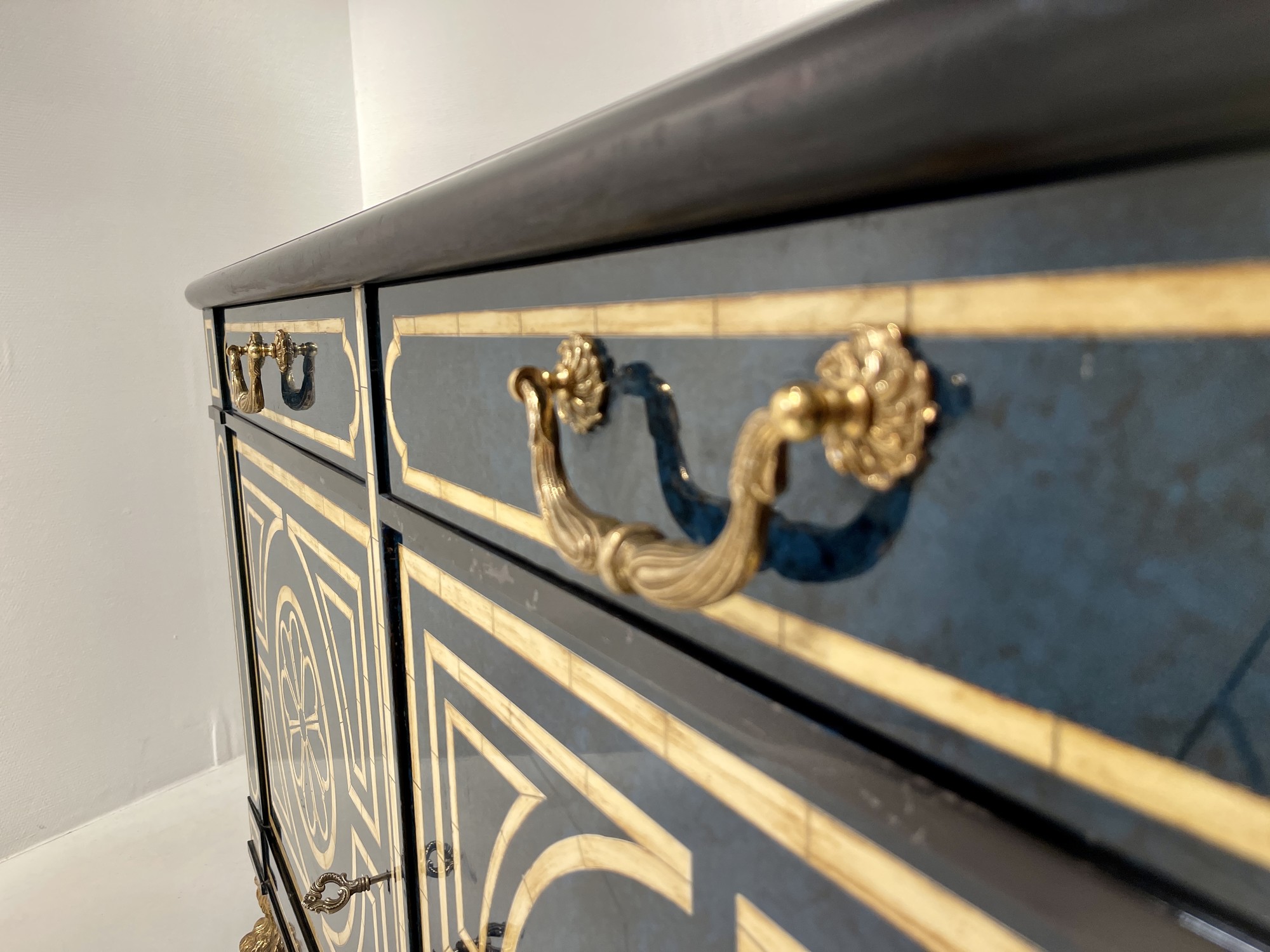 Sideboard faux Lapis Lazuli and Bones Circa 1970