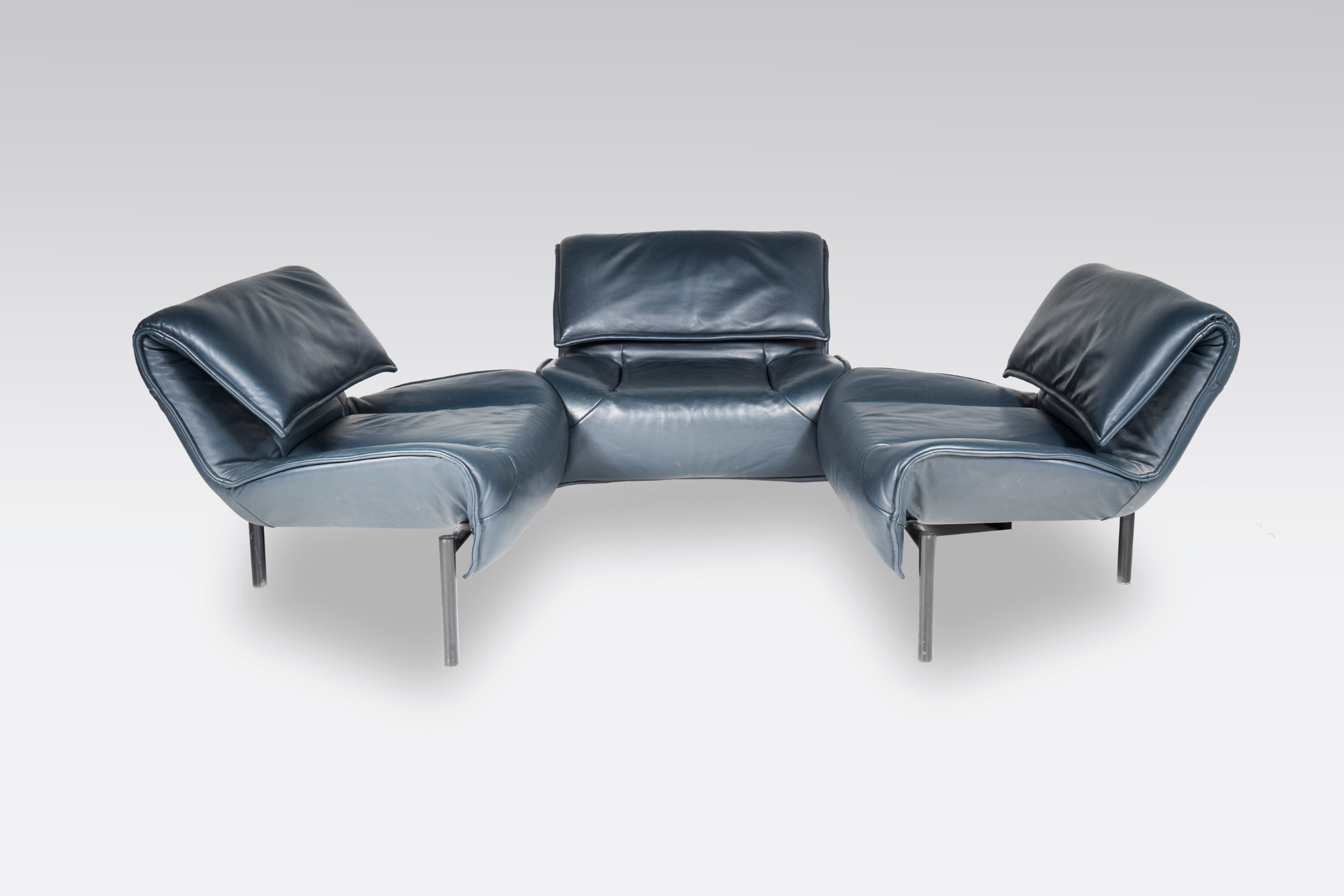 Sofa By Vico Magistretti for Cassina in Blue leather
