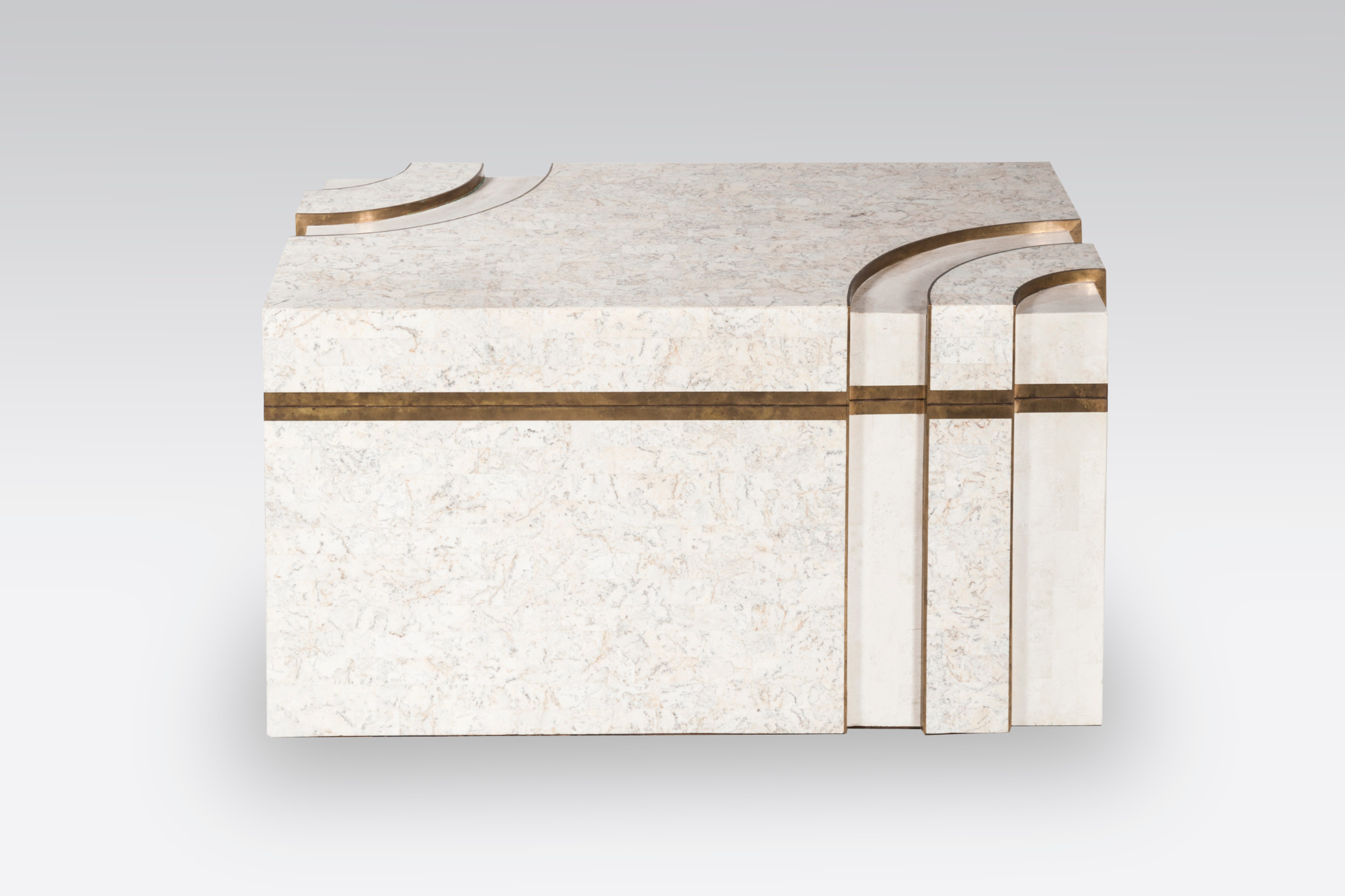 White stone box / bar / trunk By Maitland Smith circa 1970