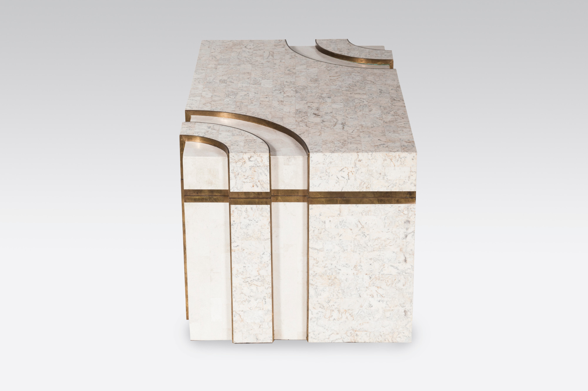 White stone box / bar / trunk By Maitland Smith circa 1970