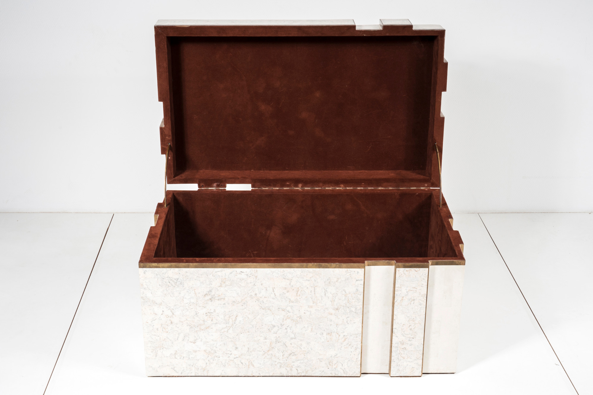 White stone box / bar / trunk By Maitland Smith circa 1970